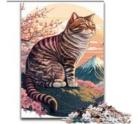 Puzzle da 1000 pezzi per adulti, motivo: albero di ciliegio in fiore, gatto, puzzle impegnativi, dimensioni: 50x75cm, regalo per uomini e donne, per tutti i giorni e per occasioni speciali.