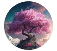 Puzzle da 1000 pezzi per adulti, motivo: albero di ciliegio rosa in fiore, puzzle rotondo da 1000 pezzi, ideale come regalo di Natale e come decorazione per la casa (67,5x67,5cm)
