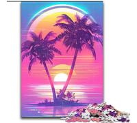 Puzzle da 1000 pezzi per adulti, motivo albero di cocco al neon Puzzle da 1000 pezzi, regalo perfetto per compleanni, Natale, Halloween, Ringraziamento, Pasqua (dimensioni 50x75cm)