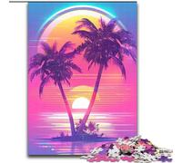 Puzzle da 1000 pezzi per adulti, motivo albero di cocco al neon, regalo di Natale, ideale per ufficio, camera da letto e soggiorno (dimensioni 26x38cm)