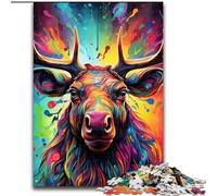 Puzzle da 1000 pezzi per adulti, motivo: alce, dimensioni: 26x38cm, gioco interattivo per famiglie, regalo artigianale con opere d'arte colorate.