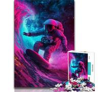 Puzzle da 1000 pezzi per adulti motivo: astronauta che fa surf nello spazio antistress per trascorrere il tempo libero e interagire con i genitori 75x50cm
