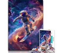 Puzzle da 1000 pezzi per adulti motivo: astronauta che fa surf nello spazio antistress per trascorrere il tempo libero e interagire con i genitori 75x50cm