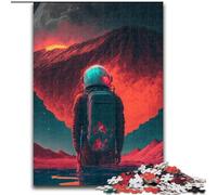 Puzzle da 1000 pezzi per adulti, motivo: astronauta che osserva l'incendio, in legno, dimensioni: 50x75cm, gioco interattivo per famiglie, sfida mentale, giocattolo educativo.