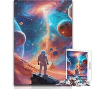 Puzzle da 1000 pezzi per adulti, motivo: astronauta contro l'universo, ideale per momenti di relax, taglio uniforme e pulito, giocattolo per il tempo libero, dimensioni: 38x52cm