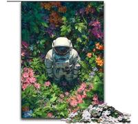 Puzzle da 1000 pezzi per adulti, motivo: astronauta tra i fiori, in legno, regalo di Natale per adolescenti, antistress, fantastico per la famiglia, dimensioni: 50 x 75cm