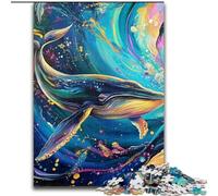 Puzzle da 1000 pezzi per adulti, motivo balena blu, puzzle impegnativi, decorazione artistica, giocattolo di intelligenza per giochi al chiuso in famiglia (dimensioni 50x75cm)