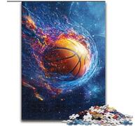 Puzzle da 1000 pezzi per adulti, motivo: basket con fiamme, in legno, 50x75cm, rompicapo per adolescenti, regalo perfetto per le feste