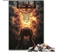 Puzzle da 1000 pezzi per adulti, motivo: basket con fiamme, puzzle in legno per adulti, 26x38cm, gioco interattivo per famiglie, regalo per sfida mentale