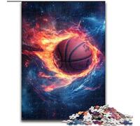 Puzzle da 1000 pezzi per adulti, motivo: basket con fiamme, regalo di Natale per adolescenti, riduzione dello stress, fantastico per la famiglia, 50x75cm