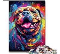 Puzzle da 1000 pezzi per adulti, motivo: Bulldog, colorato, psichedelico, da 1000 pezzi, attività di unione familiare, regalo per la casa, gioco per famiglie (dimensioni 50x75cm)