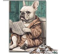Puzzle da 1000 pezzi per adulti, motivo Bulldog francese che va in bagno, ideale come regalo di compleanno o per le feste, gioco da tavolo (dimensioni 50x75cm)