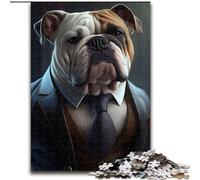 Puzzle da 1000 pezzi per adulti, motivo: bulldog, in legno, per stimolare l'interazione familiare e stimolare il cervello, sfida di attività per famiglie(50x75cm)