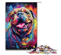 Puzzle da 1000 pezzi per adulti motivo: Bulldog puzzle psichedelico colorato - Gioco impegnativo un'opera d'arte adatta per ragazzi dai 14 anni in su 1000 pezzi (38x26 cm)