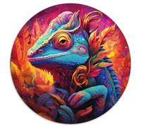 Puzzle da 1000 pezzi per adulti, motivo: camaleonte, rotondo, giocattolo, regalo educativo, intellettuale, decomprimente, divertente, gioco per famiglie (67,5x67,5 cm)