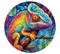 Puzzle da 1000 pezzi per adulti, motivo: camaleonte, rotondo in cartone, sviluppa la coordinazione occhio-mano, perfetto come regalo di compleanno (67,5x67,5 cm).