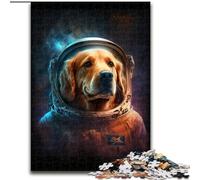 Puzzle da 1000 pezzi per adulti, motivo: cane astronauta, in legno, dimensioni 50x75cm, regalo perfetto per genitori, amanti e amici - età 14+