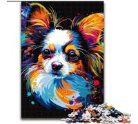 Puzzle da 1000 pezzi per adulti, motivo: cane Papillon, in legno, per stimolare l'interazione familiare e stimolare il cervello, sfida di attività per famiglie, 1000 pezzi(50x75cm)