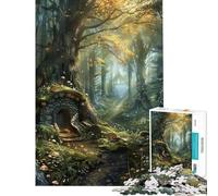 Puzzle da 1000 pezzi per adulti motivo "Casetta nella foresta incantata" giocattolo antistress assemblaggio di modelli ottimo regalo per gli amanti del gioco (dimensioni 38x52cm)
