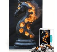 Puzzle da 1000 pezzi per adulti, motivo "Cavaliere infuocato - Pezzi degli scacchi", gioco impossibile, ideale per passare il tempo durante le vacanze, regalo di compleanno o di viaggio, 38x26cm