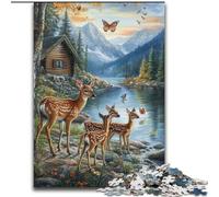Puzzle da 1000 pezzi per adulti, motivo cervi della giungla, per decorazioni per la casa e gioco interattivo per famiglie, (dimensioni 50x75cm)