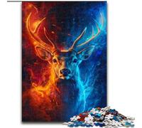 Puzzle da 1000 pezzi per adulti, motivo: cervi di ghiaccio e fuoco, in legno, fai da te, decorazioni stimolanti per il cervello, regali per le feste (dimensioni 50x75cm)