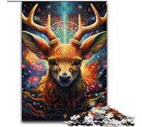 Puzzle da 1000 pezzi per adulti, motivo: cervi psichedelici, puzzle impegnativi, regalo di Natale per adolescenti, antistress, fantastico per la famiglia (dimensioni 26x38cm)