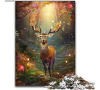 Puzzle da 1000 pezzi per adulti, motivo: cervo con fiore, in legno, regalo per uomini e donne, per tutti i giorni e per occasioni speciali, 50x75cm, per compleanni, feste e occasioni speciali