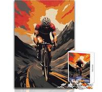 Puzzle da 1000 pezzi per adulti, motivo: Ciclista in un passo di montagna, rilassante e tranquillo, per il tempo libero, con bordi di precisione, giocattolo artigianale, dimensioni: 38x26cm