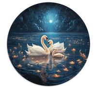 Puzzle da 1000 pezzi per adulti, motivo: cigno bianco fantasy, puzzle rotondi da 1000 pezzi per adulti, rompicapo e decorazione per la casa, regalo perfetto per le feste (67,5x67,5cm)