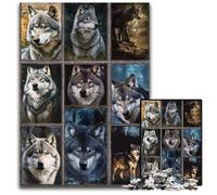 Puzzle da 1000 pezzi per adulti, motivo collage di lupi, ideale come regalo per adolescenti, coppie e amici per compleanni e Natale, 26x38cm