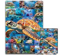 Puzzle da 1000 pezzi per adulti, motivo: collage di tartarughe, puzzle in legno per regali di decorazione per la casa, giocattolo stimolante per la famiglia, perfetto per le serate di gioco, 50x75cm