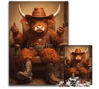 Puzzle da 1000 pezzi per adulti, motivo: cowboy, mucca, altopiano, puzzle in legno, sfida per la mente, regalo perfetto per adolescenti e arredamento per la casa, 50x75cm