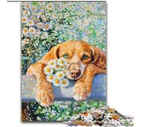 Puzzle da 1000 pezzi per adulti, motivo: Daisy e cucciolo, in legno, ideale per decorare casa e ufficio, regalo perfetto per il compleanno, dimensioni 50X75cm