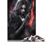 Puzzle da 1000 pezzi per adulti, motivo: donna guerriera fantasy oscura, puzzle in legno per adulti, gioco educativo, sfida giocattolo, 1000 pezzi (75x50 cm)