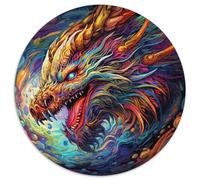 Puzzle da 1000 pezzi per adulti, motivo: draghi volanti, puzzle rotondo, sviluppa la coordinazione occhio-mano, perfetto come regalo di compleanno (67,5x67,5 cm).