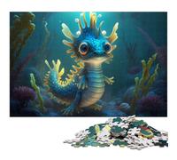 Puzzle da 1000 pezzi per adulti motivo drago acquatico in legno regalo divertente (dimensioni 75x50 cm)