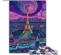 Puzzle da 1000 pezzi per adulti, motivo: Eiffel psichedelico, aiuta il cervello a esercitare i giocattoli che creano dipendenza e coltivano la pazienza, decorazione perfetta dimensioni 26x38cm