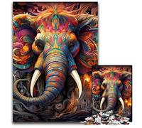 Puzzle da 1000 pezzi per adulti, motivo: elefante colorato, puzzle in legno, gioco interattivo per famiglie, regalo artigianale con opere d'arte colorate, 50x75CM/19,68x29,52 pollici