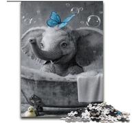 Puzzle da 1000 pezzi per adulti, motivo elefante e farfalla blu, impegnativo, decorazione artistica, giocattolo di intelligenza per giochi al chiuso in famiglia (dimensioni 50x75cm)