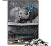Puzzle da 1000 pezzi per adulti, motivo: elefante e farfalla blu, in cartone, gioco interattivo per famiglie, decorazioni fai da te per la casa, stimolante rompicapo, dimensioni: 50 x 75cm