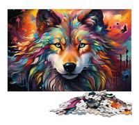 Puzzle da 1000 pezzi per adulti motivo fantasy al chiaro di luna con lupo opera d'arte regalo di compleanno decorazione da parete 1000 pezzi (38x26 cm)