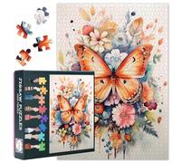 Puzzle da 1000 pezzi per adulti, motivo: farfalle e fiori ad acquerello, puzzle da collezione rilassante con bordi lisci per il relax e la solitudine, idea regalo, 50,5 x 70,5 cm