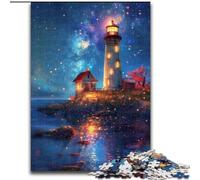 Puzzle da 1000 pezzi per adulti, motivo: faro al neon, dimensioni: 50x75cm, rompicapo impegnativo, attività per famiglie, decorazione per la casa, regalo per le vacanze.