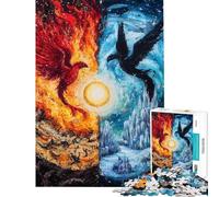 Puzzle da 1000 pezzi per adulti motivo Fenice di Fuoco e Ghiaccio ideale come regalo di compleanno o di Natale per amici e familiari 38x26cm
