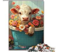 Puzzle da 1000 pezzi per adulti, motivo: fiore e mucca, puzzle difficili per adulti, 26x38cm, fai da te, regalo per la casa, gioco rompicapo