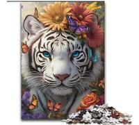 Puzzle da 1000 pezzi per adulti, motivo: fiore e tigre, gioco interattivo per famiglie, fai da te, decorazione per la casa, sfida per il cervello, regalo, 26x38cm
