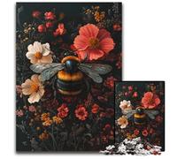 Puzzle da 1000 pezzi per adulti, motivo: fiori d'api, puzzle in legno, giochi educativi, con poster abbinato e foglio di quiz per età dai 14 anni in su, 50x75cm