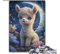 Puzzle da 1000 pezzi per adulti, motivo fiori e alpaca, ideale come regalo per familiari e amici, sfida rompicapo (dimensioni 26x38cm)