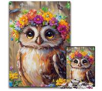 Puzzle da 1000 pezzi per adulti, motivo: fiori e gufi, puzzle in legno per decorazioni domestiche, giocattolo stimolante per famiglie, perfetto per serate di gioco, 50x75cm